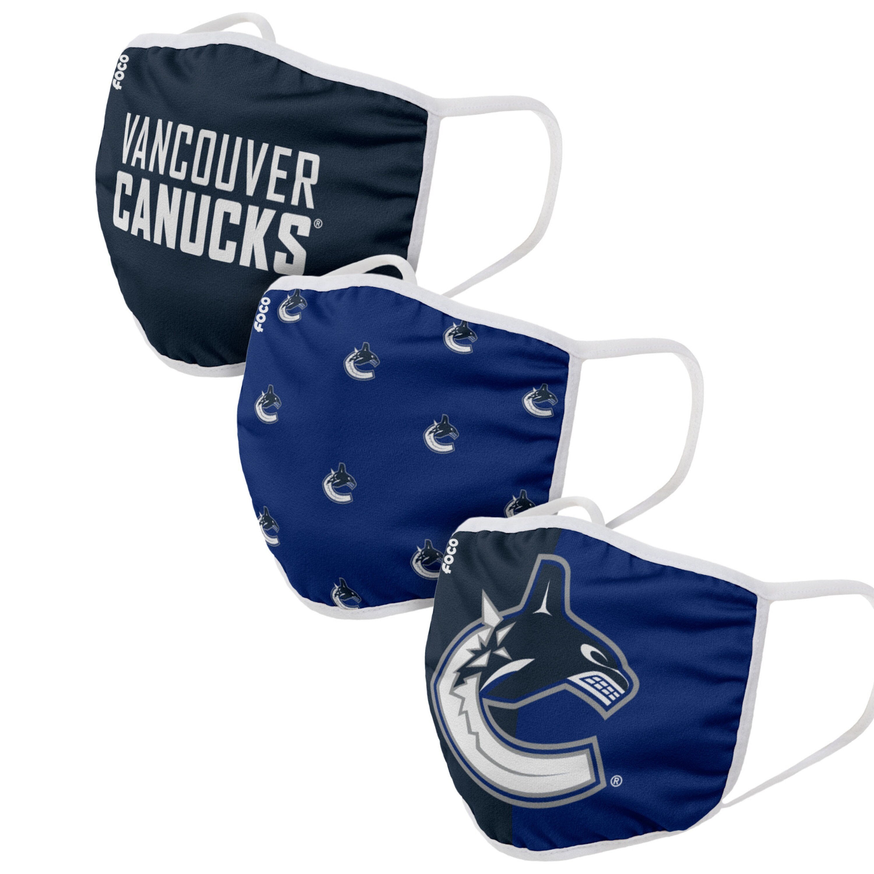 Pack de 3 mascarillas reutilizables unisex de la NHL de Vancouver Canucks