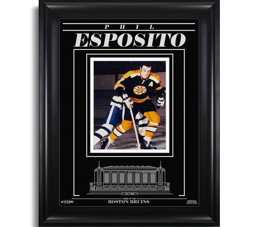 Phil Esposito Boston Bruins Engraved Framed Photo - Action Battle - Heritage Hockey™
