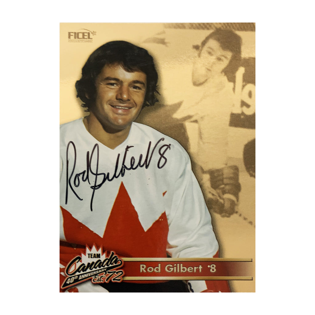 Rod Gilbert #8 Carte officielle signée du 40e anniversaire de l'équipe Canada 1972