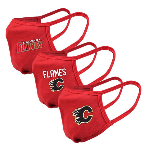 Youth Calgary Flames NHL 3-pack Reusable Team Logo Face Masks