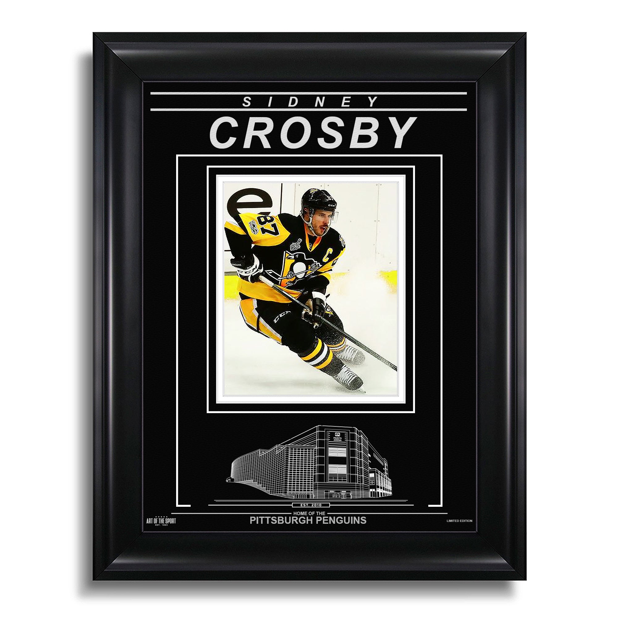 Sidney Crosby Pittsburgh Penguins Engraved Framed Photo - Action Stop - Heritage Hockey™