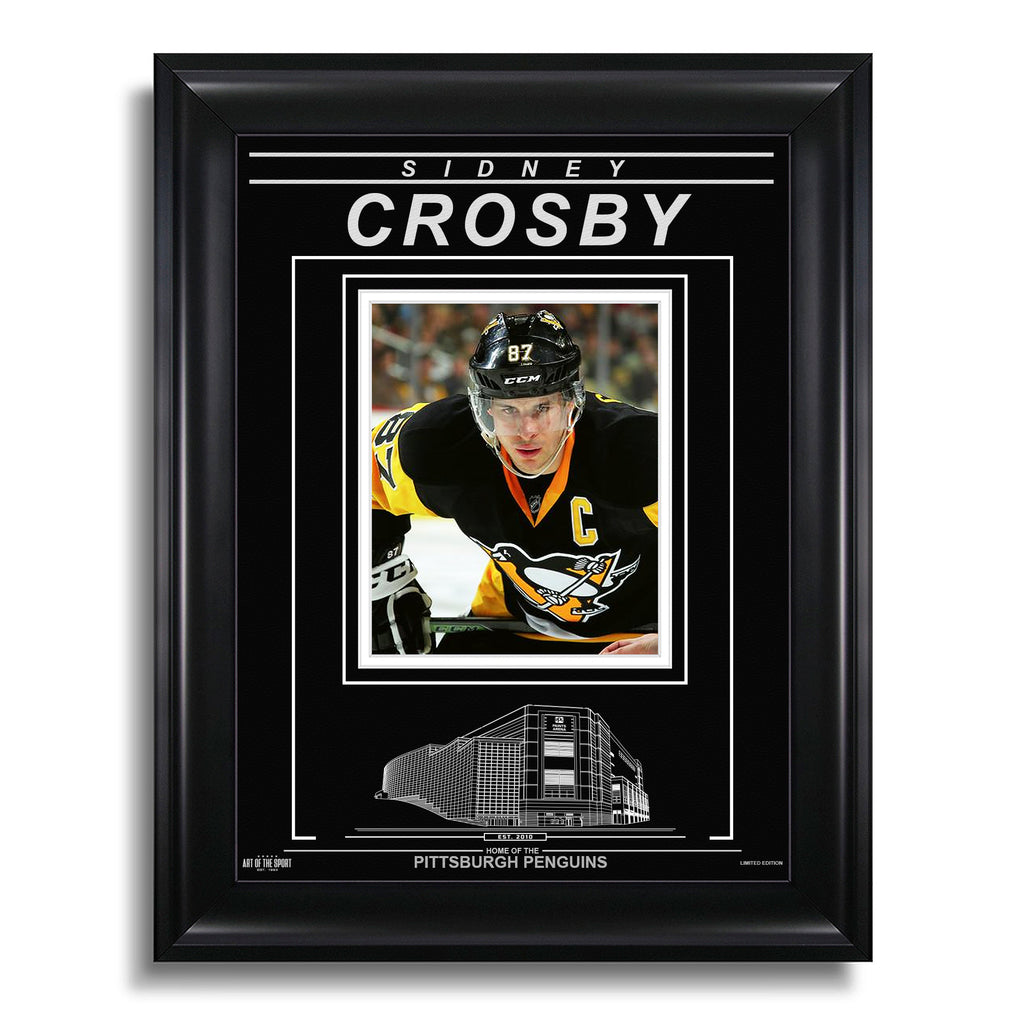 Photo encadrée gravée des Penguins de Pittsburgh de Sidney Crosby - Gros plan
