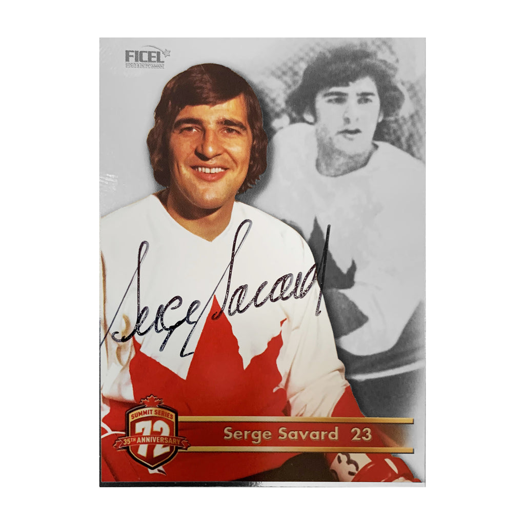 Serge Savard #23 Carte officielle signée du 35e anniversaire d'Équipe Canada 1972