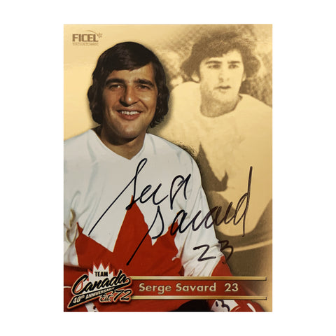 Serge Savard #23 Carte officielle signée du 40e anniversaire d'Équipe Canada 1972