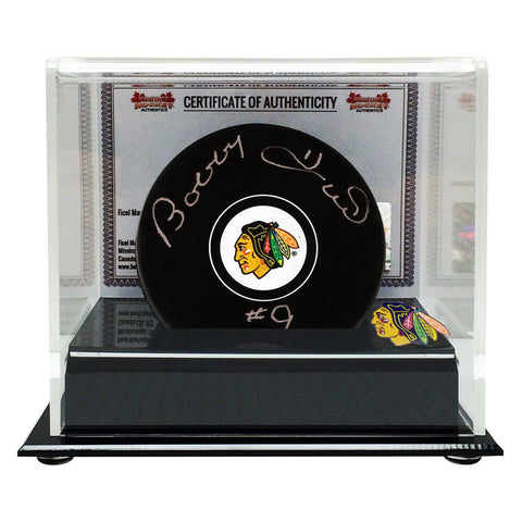 Bobby Hull Signed Chicago Blackhawks Puck with Display Case