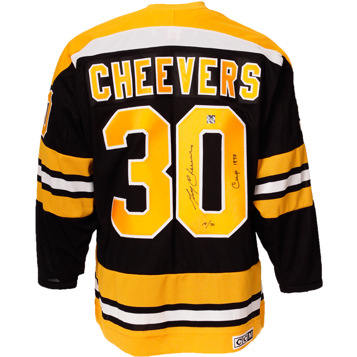 Gerry Cheevers Signed Boston Bruins Vintage Jersey Heritage Hockey