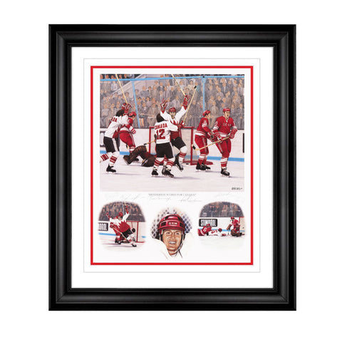 Henderson Scores For Canada Artist Proof Framed Lithograph Autographed by 5 Players