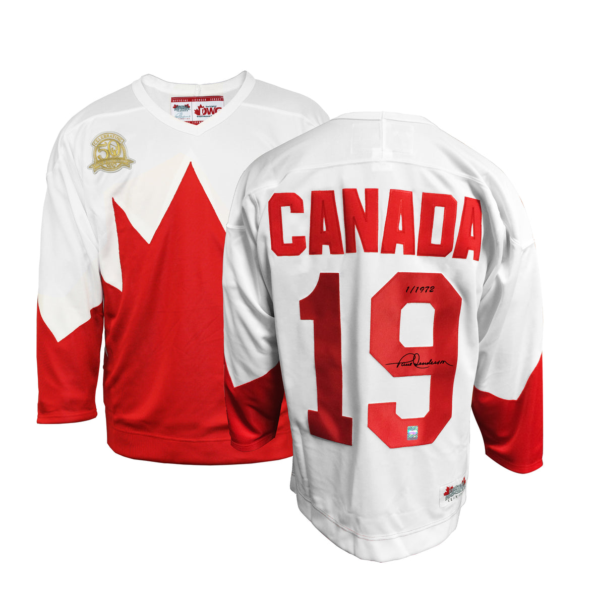 Camiseta de visitante del equipo de Canadá de 1972 firmada por Paul Henderson en edición limitada por el 50.º aniversario