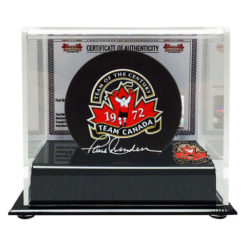 Paul Henderson Signed Team Canada 1972 Puck with Display Case