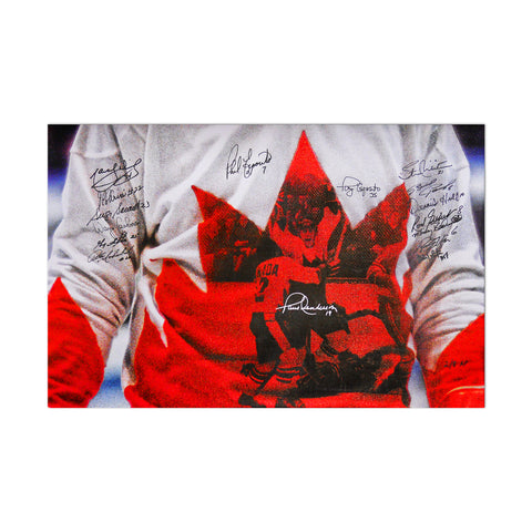 Impression sur toile en édition limitée (AP) d'Équipe Canada 1972 signée par 16 joueurs